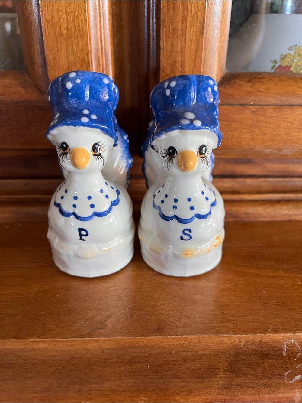 Vintage Blue & White Duck Salt and Pepper Shakers - Vintage Ceramic Pair